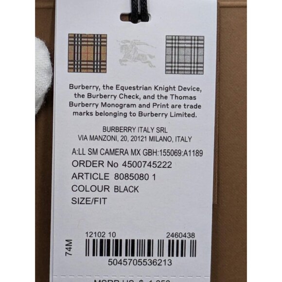 Burberry Small Camera Check Leather Canvas Crossbody Bag Black 8085080 - Picture 11 of 13